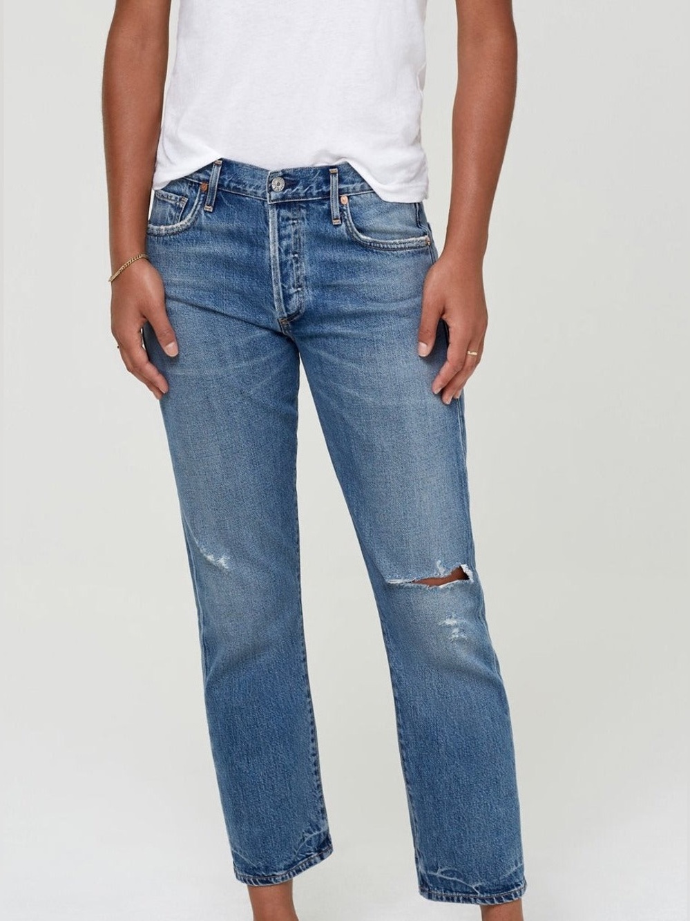 Citizens of Humanity Emerson Slim Boyfriend Jeans Distressed Medium Wash Size 28